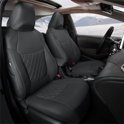 GIANT PANDA Customized Full Set Car Seat Covers for Corolla 2014-2024,Faux Leather (Black)