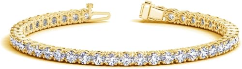 Houston Diamond District 2 to 20 Carat Real Certified Classic Natural Diamond Tennis Bracelet Value Collection 14K Yellow Gold 20 Carats 6.5 Inches