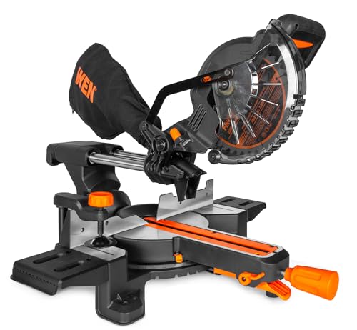 WEN 20V Max 7.25-Inch Cordless Sliding Miter Saw, Single Bevel and Brushless with LED Cutline Guide, 4.0Ah Lithium-Ion Battery and Charger (20672)