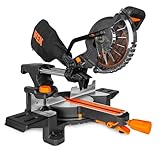 WEN 20V Max 7.25-Inch Cordless Sliding Miter Saw, Single Bevel and Brushless with LED Cutline Guide, 4.0Ah Lithium-Ion Battery and Charger (20672)
