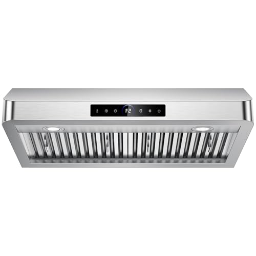 TAZPI 30 Inch Under Cabinet Range Hood 1200CFM, 4-Speed Kitchen Hood with Touch Control & Gesture Sensing Stainless Steel Kitchen Stove Vent Hoods, Supports Only Duct Installation