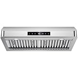 TAZPI 30 Inch Under Cabinet Range Hood 1200CFM, 4-Speed Kitchen Hood with Touch Control & Gesture Sensing Stainless Steel Kitchen Stove Vent Hoods, Supports Only Duct Installation