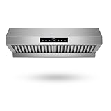 30 Inch Under Cabinet Range Hood 1200CFM, 4-Speed Kitchen Hood with Touch Control & Gesture Sensing Stainless Steel Kitchen Stove Vent Hoods with 2 LED Lights Beverage Refrigerator