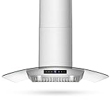 TAZPI 30 Inch Wall Mount Range Hood 1200CFM, 4-Speed Wall Mount Range Hood with Touch Control & Gesture Sensing Stainless Steel Kitchen Stove Vent Hoods with 2 LED Lights Beverage Refrigerator