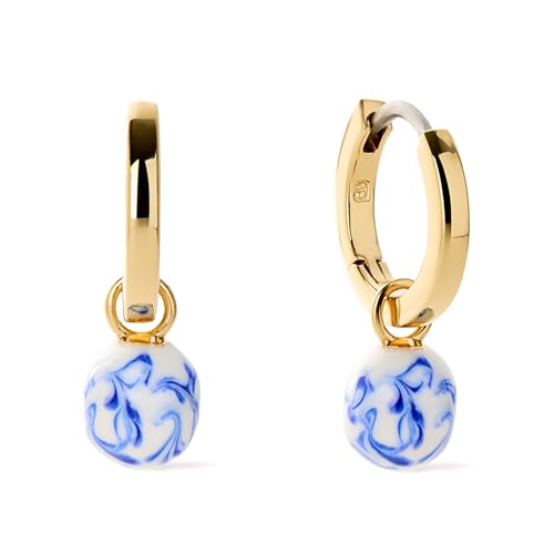 Ana Luisa Frida Freshwater Pearl Jewelry Huggie Hoops - Medium & Small 14K Gold Plated & Silver Rhodium Plated Drop Hoop Earrings - 2-in-1 Hypoallergenic Water-Resistant, Tarnish-Free- Gifts for Women