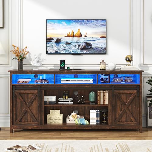 Bolonbi Farmhouse TV Stand - Rustic Entertainment Center with Power Outlets