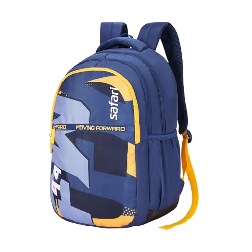 Safari Rove 37L Casual Printed Backpack, 2 Compartments, Bottle Holder, Front Pocket, School Bag for Boys, College Bag, Office Bag, Travel Bag for Men, Graphite Blue, L, Casual
