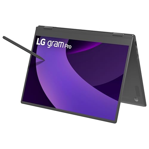 LG gram Pro 2in1 16-inch Lightweight Touchscreen Laptop Computer, Intel Evo Edition Powered by Intel Core Ultra7 255H Processor, Windows 11 Home, 32GB RAM, 2TB SSD - Obsidian Black