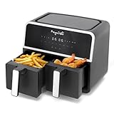 MegaChef Dual 4.8 Quart Fry Basket Digital Electric 1700W Adjustable Temperature Air Fryer, Countertop Fryer, Kitchen Appliance (9.6 Quart)