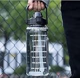 4Mura 2 L Capacity Belt Straw Transparent Motivational Water Bottles|Time Marker Leak Proof&Break-Proof|Best Usage For Office/School/Gym/Travel Bottle|Bpa-Free Fitness Sports Bottle (BLACK)