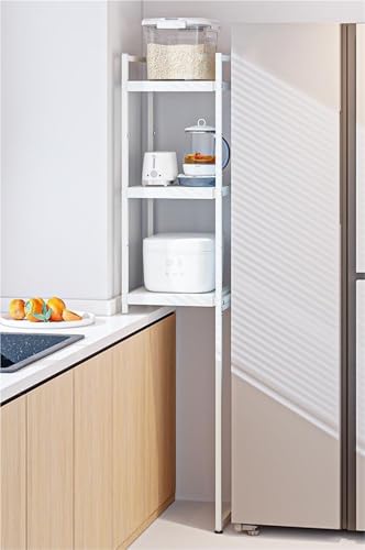 Multi-Layer Kitchen Gap Rack Microwave Shelf Stand Countertop with Sturdy Steel Frame Refrigerator Gap Retractable Small Appliance Storage Rack for Home Kitchen,Ideal for Home