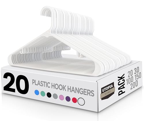 Utopia Home Plastic Hangers Pack - Clothes Hanger with Hooks - Durable & Space Saving for Coat & Other Clothing