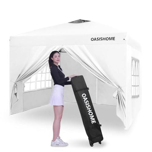 OASISHOME Pop-up Gazebo Instant Portable Canopy Tent 10'x10', Bag, for Patio/Outdoor/Wedding Parties and Events