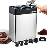 Huanyu Electric Espresso Portafilter Cleaner 6L with Dual Brush Heads Automatic Coffee Grounds Cleaning Machine with 3 Scrapers for 58mm & 51mm Handles