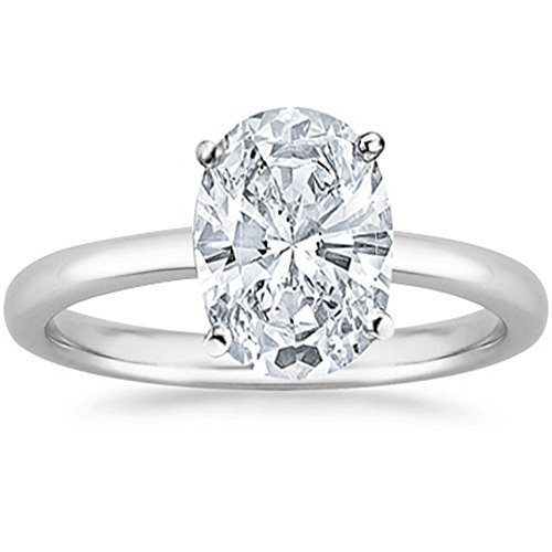 Houston Diamond District 0.5 to 10 Carat Lab Grown Solitaire Oval Cut IGI CERTIFIED Diamond Engagement Ring Wedding Ring for Women (E-F Color VS1-VS2 Clarity) 18K White Gold 7 Carat Size-7