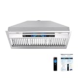 Awoco Range Hood Insert 36 Inch, Built-in Kitchen Hood with 800 CFM, Voice/Gesture/Touch Control, Stainless Steel Stove Hood with 4 Speed Exhaust Fan, Ducted, Ductless Convertible, Charcoal Filter
