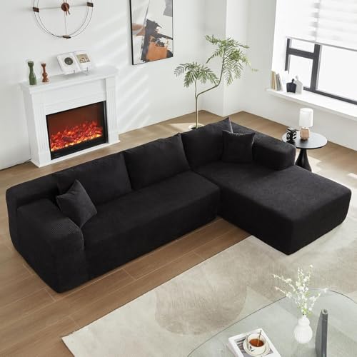 POUUIN 104" L-Shape Modular Sectional Sofa Couch - Comfy Upholstered Cloud Couch for Living Room - Modern Minimalist Couches,Deep Seat,No Assembly Required
