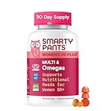 SmartyPants Multivitamin Gummy for Women 50 and Over, Omega 3 (DHA/EPA), Methylfolate, CoQ10, Vitamin D3, C, Vitamin B12, B6, A, K, Biotin, Gluten Free, 90 Count (30 Day Supply)