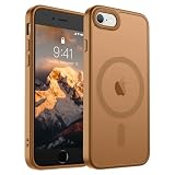 SUPFINE Magnetic for iPhone SE Case 2022 (3rd)/2020 (2nd), iPhone 8 Case (Compatible with MagSafe) (Military Grade Drop Protection) Slim Translucent Matte Phone Case,Brown