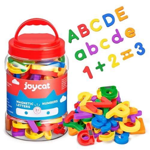 JoyCat Magnetic Letters Numbers Alphabet Fridge Magnets ABC 123 Preschool Educational Learning Plastic Colorful Toy Set Uppercase Lowercase Math Symbols for Toddlers Kids