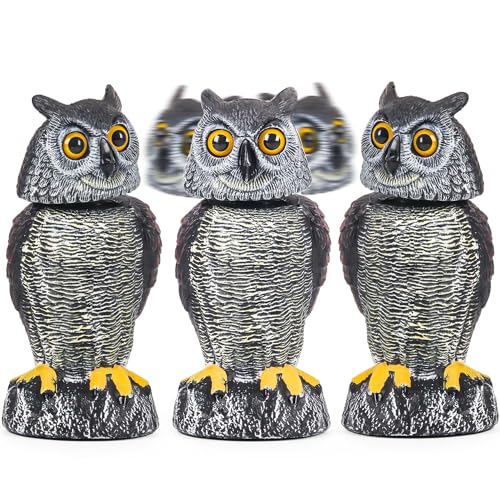 Crobirware 3 Pack Fake Owl Decoy to Keep Birds Away