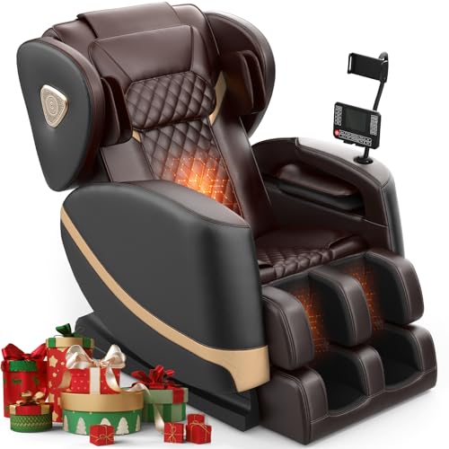 FURNIMAT 2025 Massage Chair Full Body, Zero Gravity Massage Chair with 10 Fix Rollers, Heating, Foot Massage, Auto Modes, Bluetooth Speaker, Touch Screen Controller