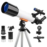 NEYLANG Telescope, 70mm Aperture Portable Refractor Telescopes for Astronomy Beginners, 500mm Professional Travel Telescope with Carry Bag, White