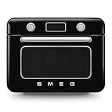 SMEG COF01Countertop Combi Oven - Multi-Function Grill, Air Fry, Steam, Bake, Convection, Defrost, and Warm, 10 Cooking Functions - Made In Italy (Black)