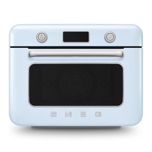 SMEG COF01Countertop Combi Oven - Multi-Function Grill, Air Fry, Steam, Bake, Convection, Defrost, and Warm, 10 Cooking Functions - Made In Italy (Pastel Blue)
