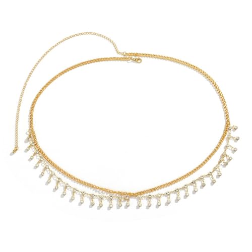 Shining Diva Fashion Stylish Waist Belt Belly Chain for Women and Girls Sexy Hip Dresses Western Kamarbandh Saree Kamar Band Bandh Kamarband Crystal Studded Adjustable Body Chains Multilayered Bikini