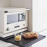 Expandable Microwave Shelf Countertop Organizer – Heavy-Duty Microwave Stand with Drawers & Pull-Out Shelf – Adjustable Kitchen Stand for Small Appliances & StorageBlack,One Size