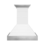 ZLINE 30 in. Wooden Wall Mount Range Hood in Rustic Shiplap Bright White Finish with Stainless Steel Accents (365WW-30)