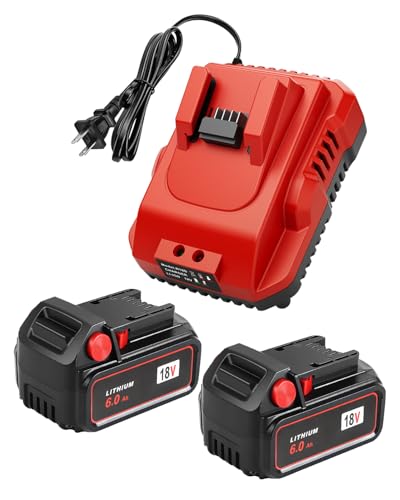 TOMORTOOL 2-Pack 18V 6.5Ah Replacement for Milwaukee M-18 Battery and 1 Charger