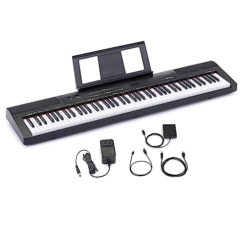 Amazon Basics Electric Keyboard Piano, Built-in Speakers, Black