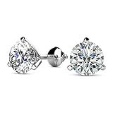 Houston Diamond District 1 to 10 Carat IGI Certified LAB-GROWN Round Diamond Earrings 3 Prong Screw Back Ultra Premium Collection for Women (E-F Color, SI1-SI2 Clarity) Platinum 10 Carat