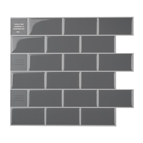 SMART TILES - Peel and Stick Backsplash - Subway - Sheets of 10.95" x 9.70" - 3D Stick on Tiles for Kitchen and Bathroom Backsplashes
