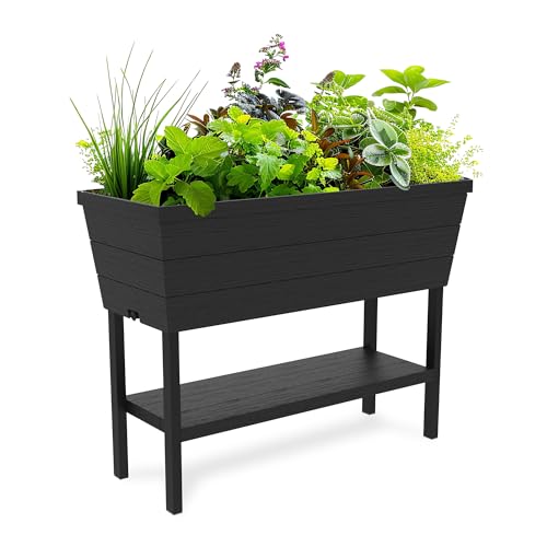 Keter Urban Bloomer 12.7 Gallon Raised Garden Bed and Outdoor Herb Garden Planter with Self Watering Gauge and Drainage Plug