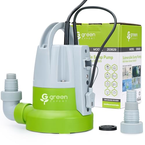 Green Expert Portable Submersible Sump Pump 25-Foot Power Cord for Water Draining