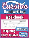 Cursive Handwriting Practice Book Traditional Penmanship Workbook for Kids 10 and Up: Handwriting Improvement Tool With 180 Inspiring Quotes, Letter Tracing With Arrows, for Classroom or Homeschool