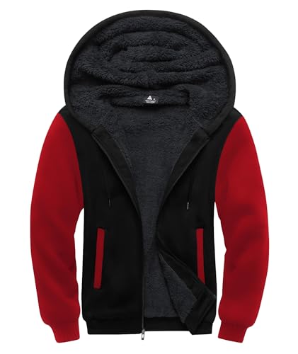 SCODI Hoodies for Men Heavyweight Fleece Sweatshirt - Full Zip Up Thick Sherpa Lined Hooded Jacket