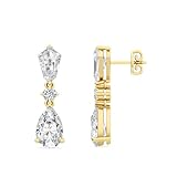 Houston Diamond District 1 to 10 Carat Kite, Pear and Round Cut LAB GROWN Diamond Drop Earrings for Women(Color H-I Clarity VS1-VS2) 14K Yellow Gold 8 Carat