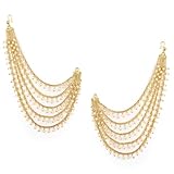 Shining Diva Fashion Bahubali Pearl Chain Hair Accessories Traditional Stylish Fancy Golden Gold Plated Earrings For Women (rrsd16080er), One, Metal, No Gemstone