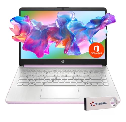 HP 14 Laptop Ultra Thin & Light, Intel N150 Quad-Core Processor, 8G RAM, 128GB SSD, HDMI, USB-C, WiFi 6, SD Card Reader, Microsoft Office 365 Included, Windows 11, Lavender, XtreDura Accessories