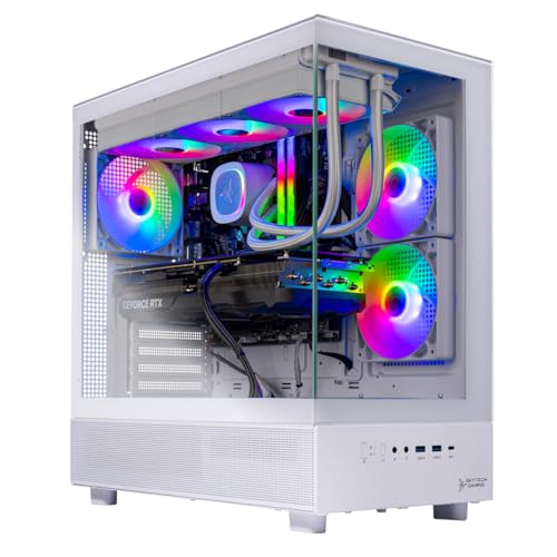 Skytech Gaming Azure 3 Desktop PC, Ryzen 7 9800X3D 4.7 GHz (5.2 GHz), NVIDIA RTX 5070 12GB, 1TB Gen4 NVMe SSD, 32GB DDR5 RAM 6000 RGB, 850W Gold ATX 3 PSU, 360mm ARGB AIO, Wi-Fi, Win 11