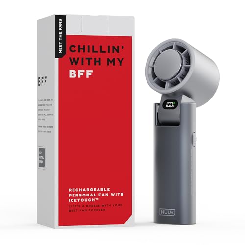 NUUK BFF Personal Hand Fan, 13000 RPM with IceTouch™ | 3600 mAh USB Rechargeable Battery [Up to 10H] | Portable Mini Fan | 100-Speed Dial | For Travel, Office, Makeup & Outdoor | 12-Month Warranty