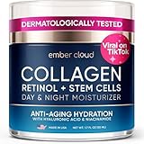 Collagen Face Cream with Stem Cells Retinol Hyaluronic Acid Niacinamide for All Skin Types - Anti-Aging Face Moisturizer with Airless Pump - Day & Night Cream for Wrinkles - Made in USA 1.7 Oz