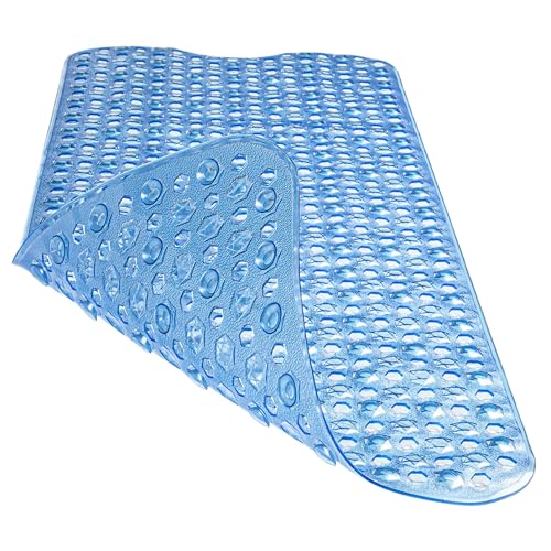 Kids Bath Mat with Ocean Theme Design, 40x16 inches, Non-Slip with 200 Suction Cups, Cartoon Sea Animals Pattern