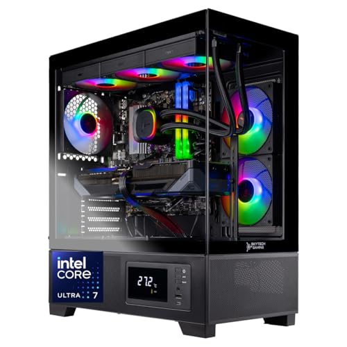 Skytech Gaming Azure 3 Plus Desktop PC, Intel Ultra 7 265K 3.9 GHz(5.4 GHz), NVIDIA RTX 5070 Ti 16GB, 2TB Gen4 NVMe SSD, 32GB DDR5 RAM 5200 RGB, 850W Gold ATX 3 PSU, 360mm ARGB AIO, Wi-Fi, Win 11
