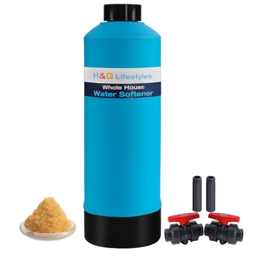 H&G lifestyles Whole House Water Softener,RV Water Softener,NSF certified Food Grade Resin Whole Home Water Filtration System for Well & City Water,Remove Calcium Magnesium,Soften Hard Water