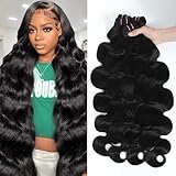 15A Raw Human Hair Bundles 18 20 22 24 Inche Body Wave Human Hair,Triple Lifespan Indian Virgin Hair,No Tangle Shedding,Multiple Washes Keep Texture Silky Soft